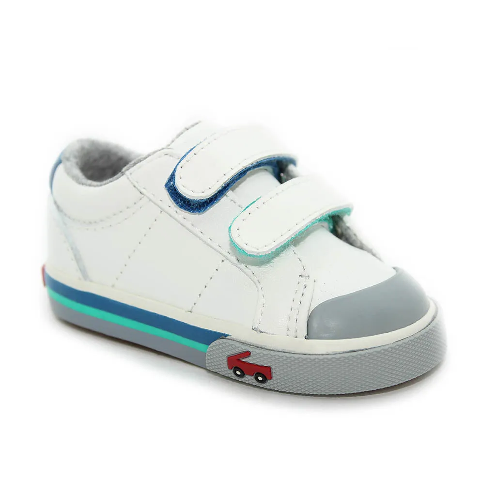 See Kai Run Waylon Sneakers White Leather Infants Walkers Toddlers Kids Boys - Kids Shoes