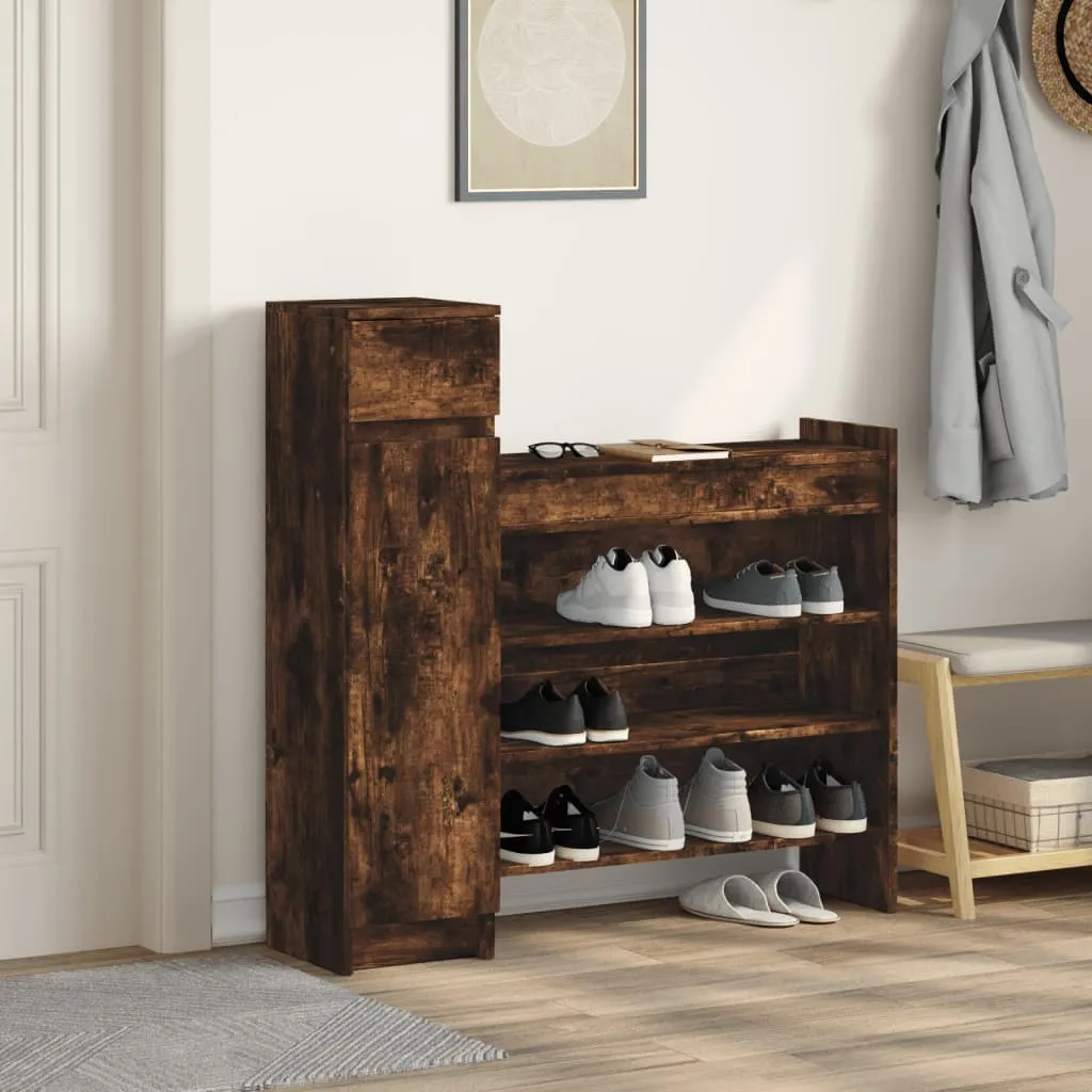 Shoe Cabinet Smoked Oak 100.5x28x100 cm Engineered Wood