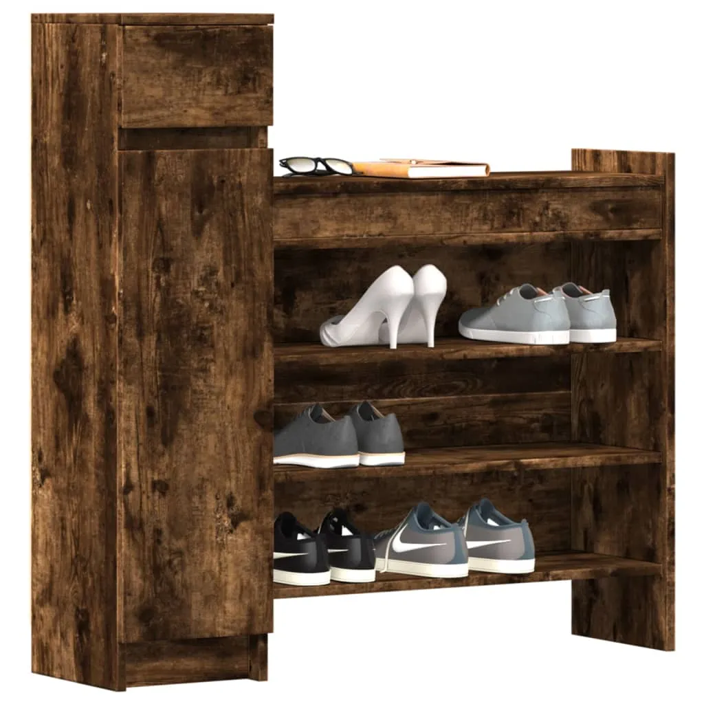 Shoe Cabinet Smoked Oak 100.5x28x100 cm Engineered Wood