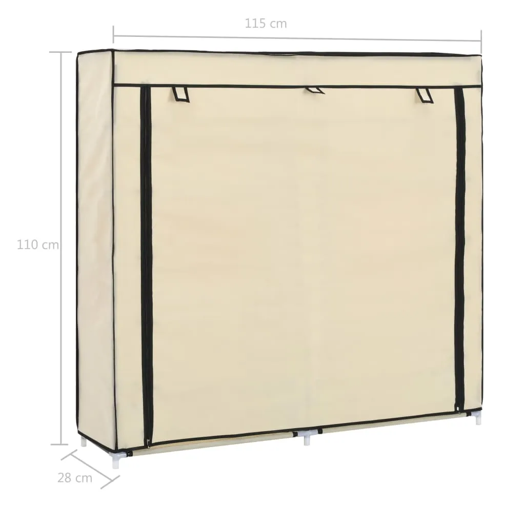 Shoe Cabinet with Cover Cream 115x28x110 cm Fabric