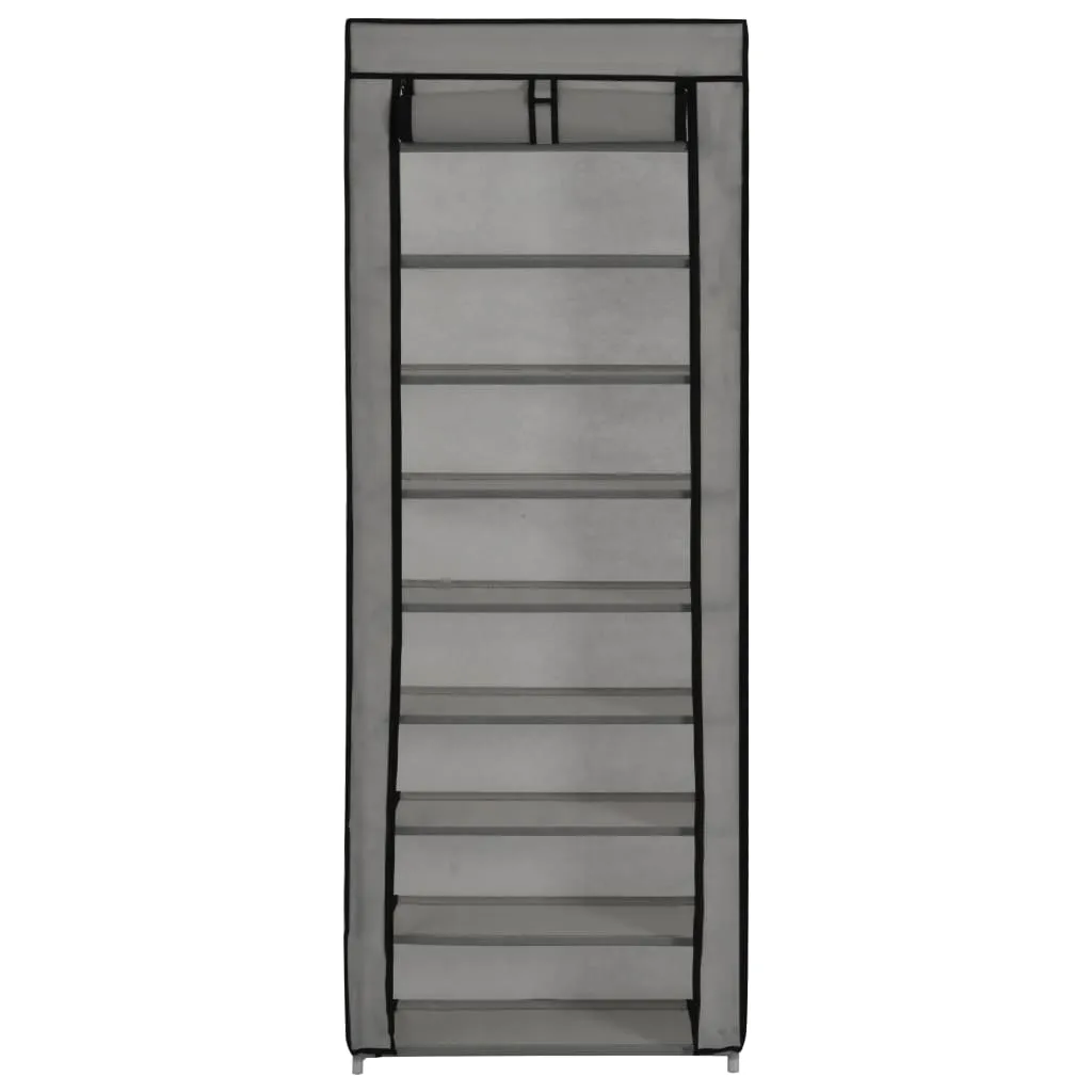 Shoe Cabinet with Cover Grey 57x29x162 cm Fabric