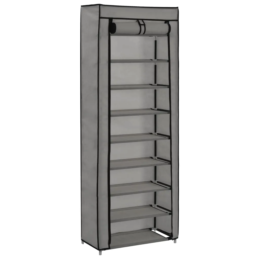 Shoe Cabinet with Cover Grey 57x29x162 cm Fabric