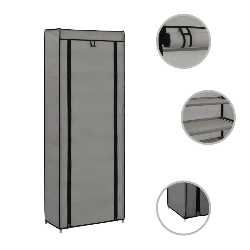 Shoe Cabinet with Cover Grey 57x29x162 cm Fabric