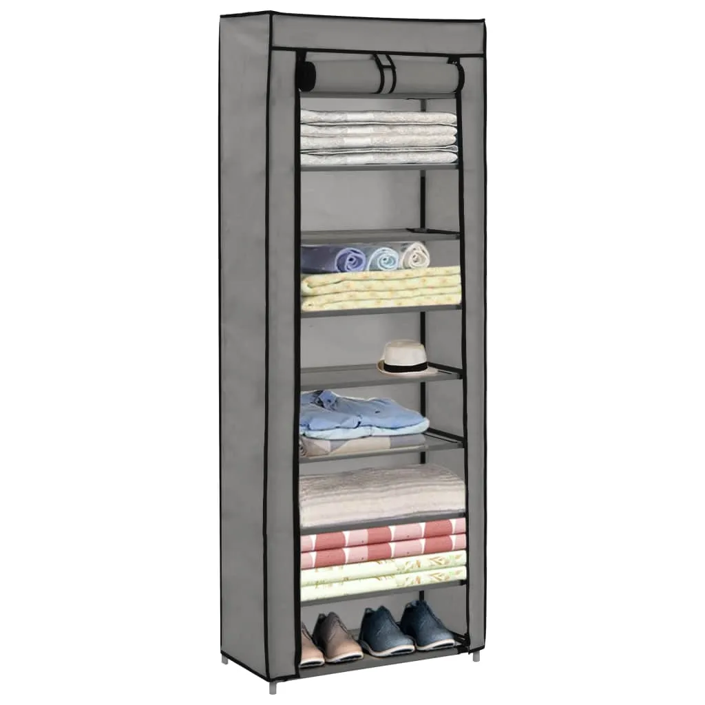 Shoe Cabinet with Cover Grey 57x29x162 cm Fabric