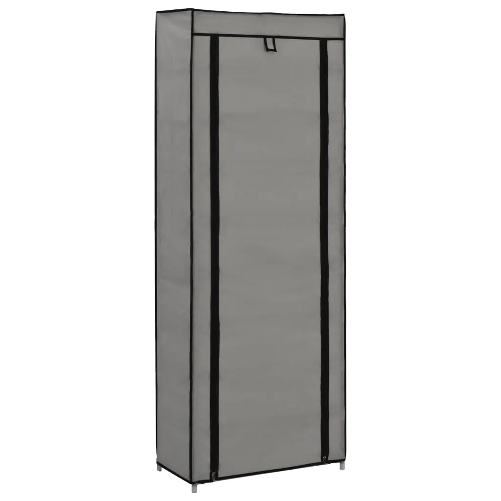 Shoe Cabinet with Cover Grey 57x29x162 cm Fabric