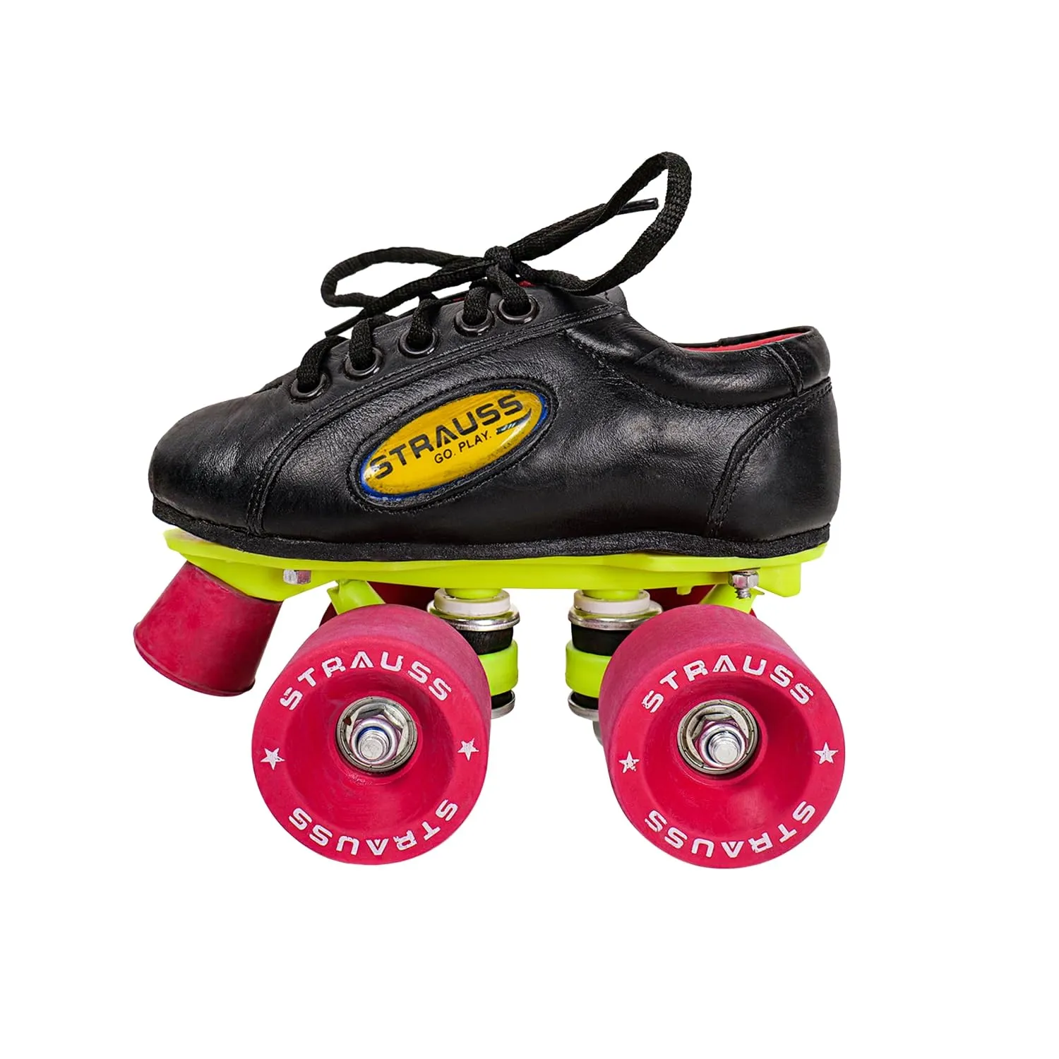 STRAUSS Gripper Skating Shoes | Fixed Body Roller Skates | Shoe Skate with Rubber Wheel |Ideal for Boys, Girls and Kids |Suitable for All Skill Level | Ideal for Kids (9-10 Years),Size-2, (Red/Black)