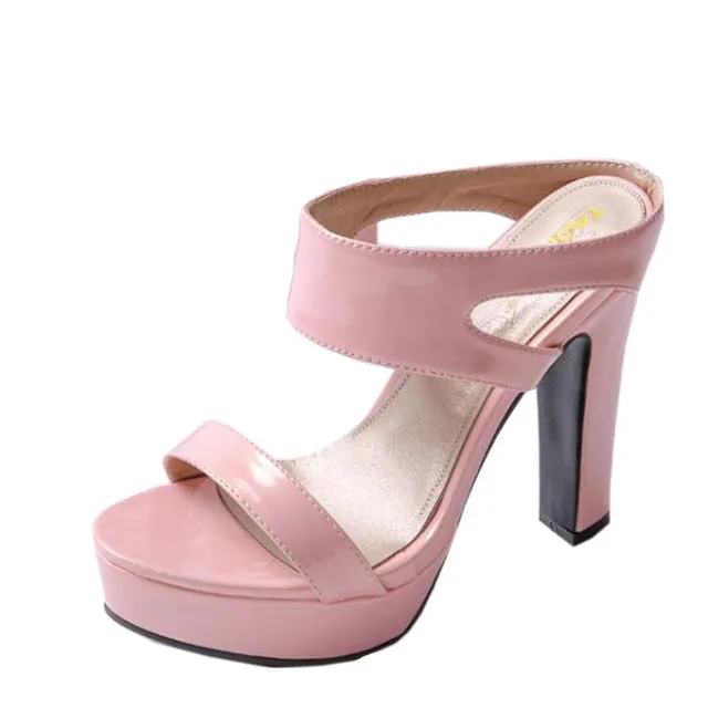 TAOFFEN New summer Peep toe Ankle strap orange Sweet Thick high heel Sandals Platform Lady women shoes