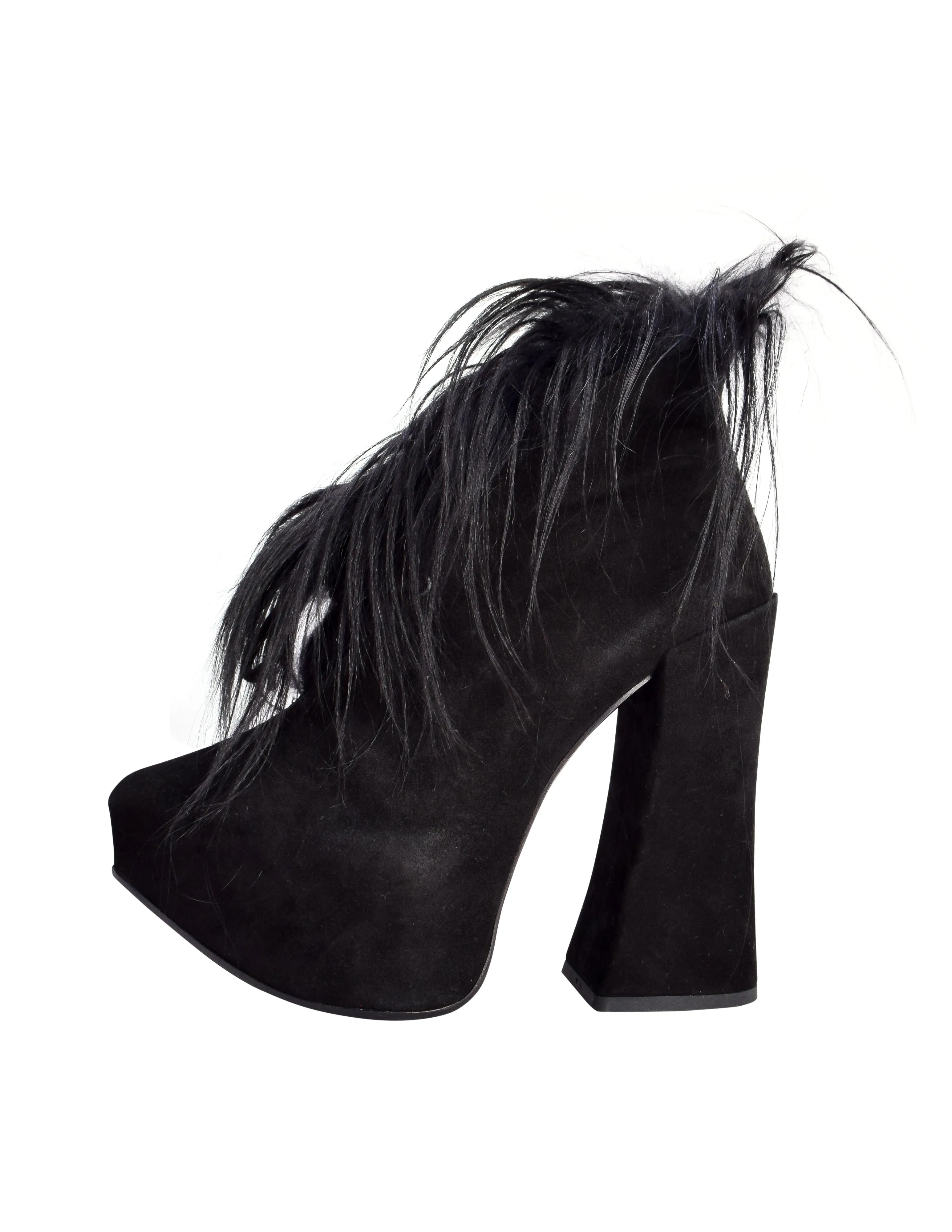 Vivienne Westwood by Andreas Kronthaler AW 2013 Black Suede & Faux Fur Platform Ankle Boots