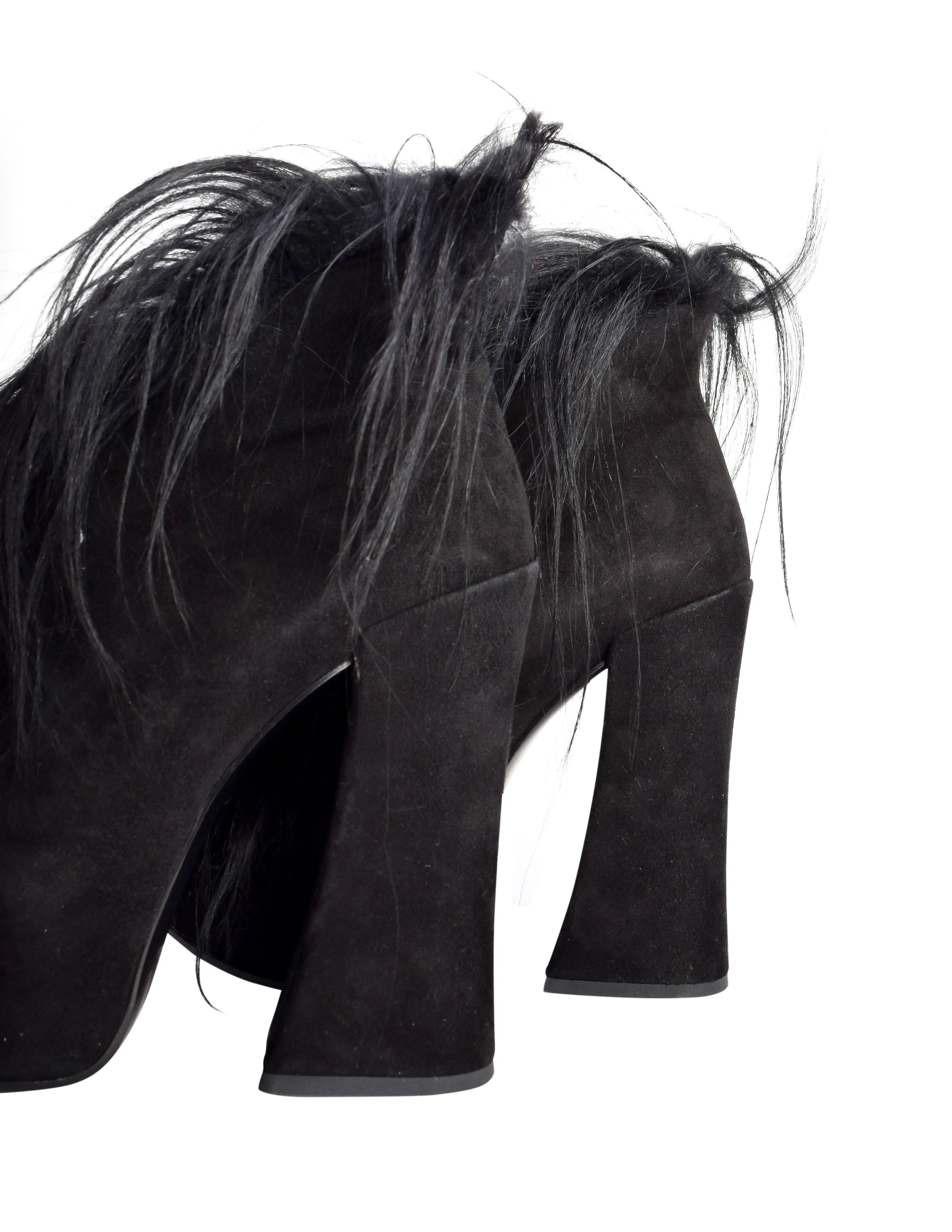 Vivienne Westwood by Andreas Kronthaler AW 2013 Black Suede & Faux Fur Platform Ankle Boots