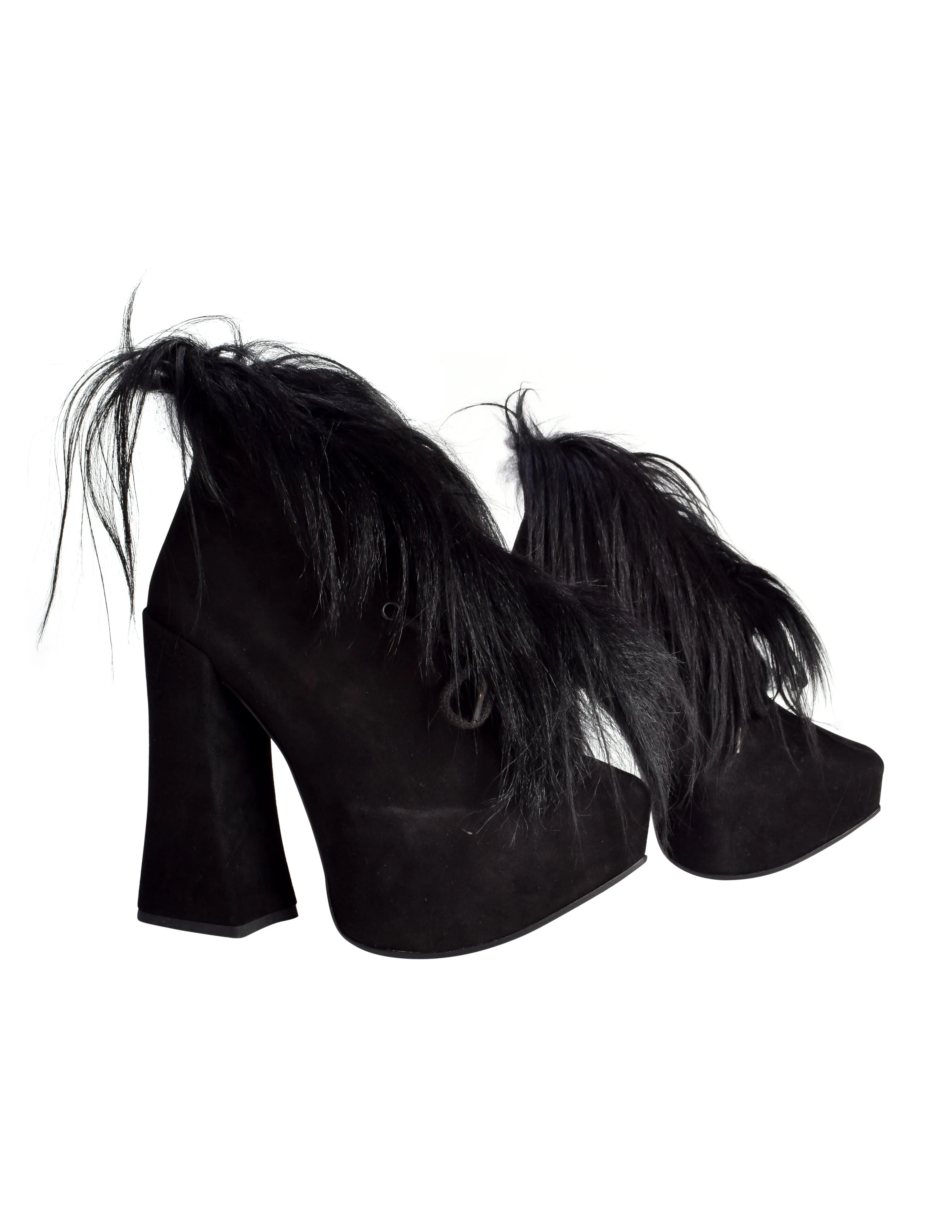 Vivienne Westwood by Andreas Kronthaler AW 2013 Black Suede & Faux Fur Platform Ankle Boots