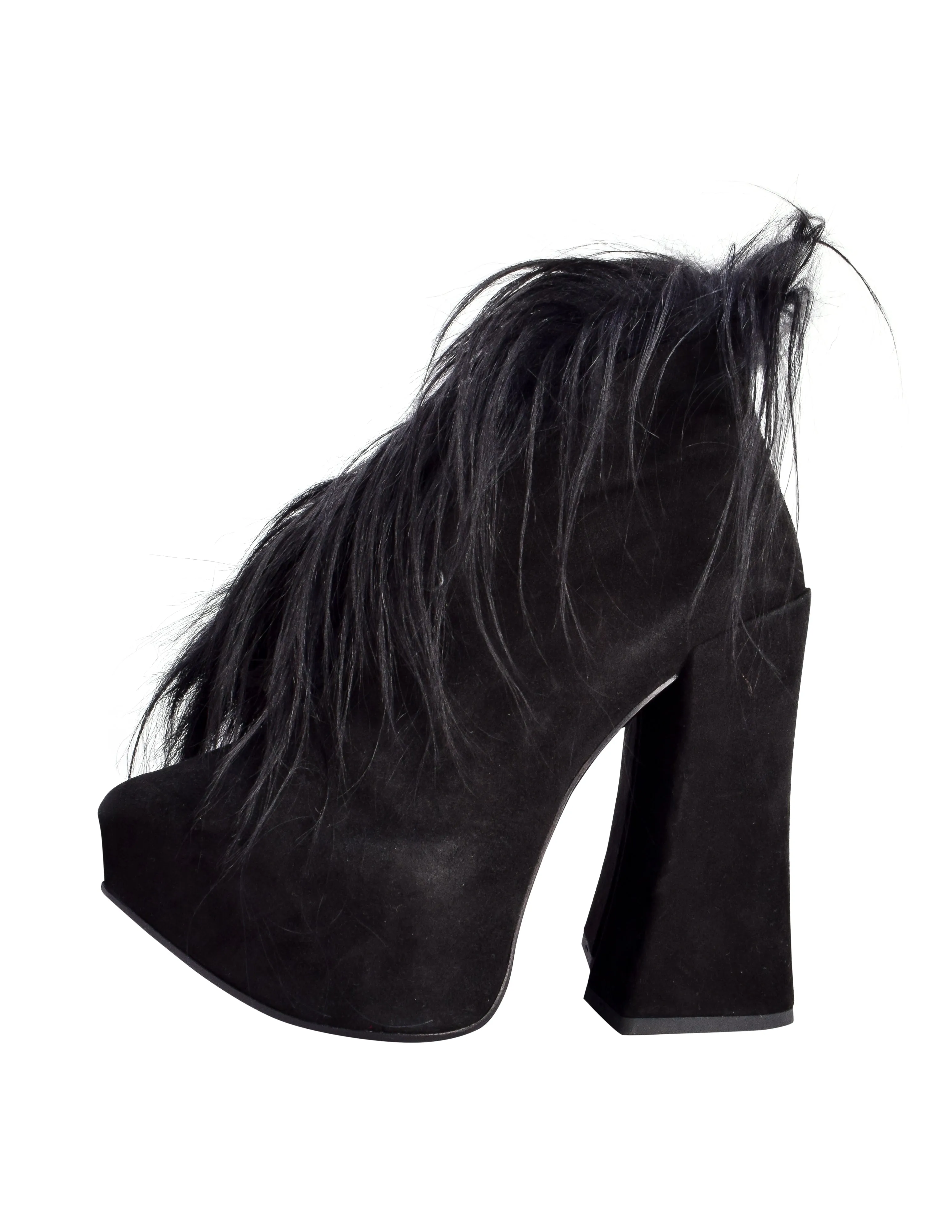 Vivienne Westwood by Andreas Kronthaler AW 2013 Black Suede & Faux Fur Platform Ankle Boots