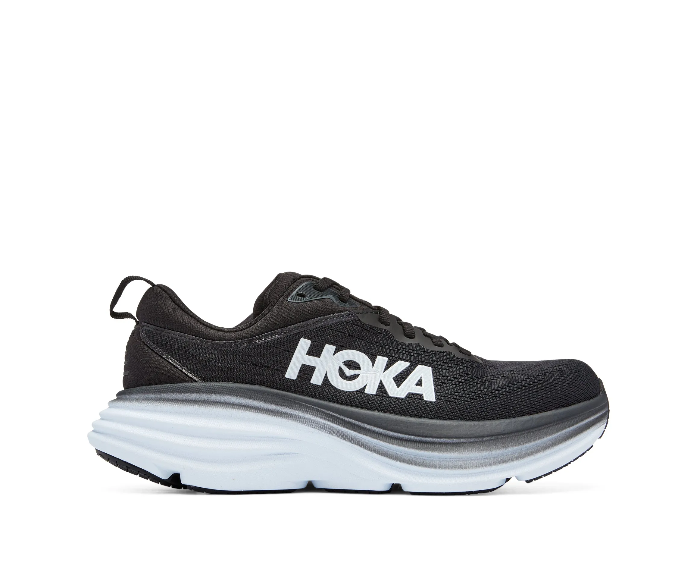 Women's Hoka Bondi 8 Color: Black/White (WIDE WIDTH)