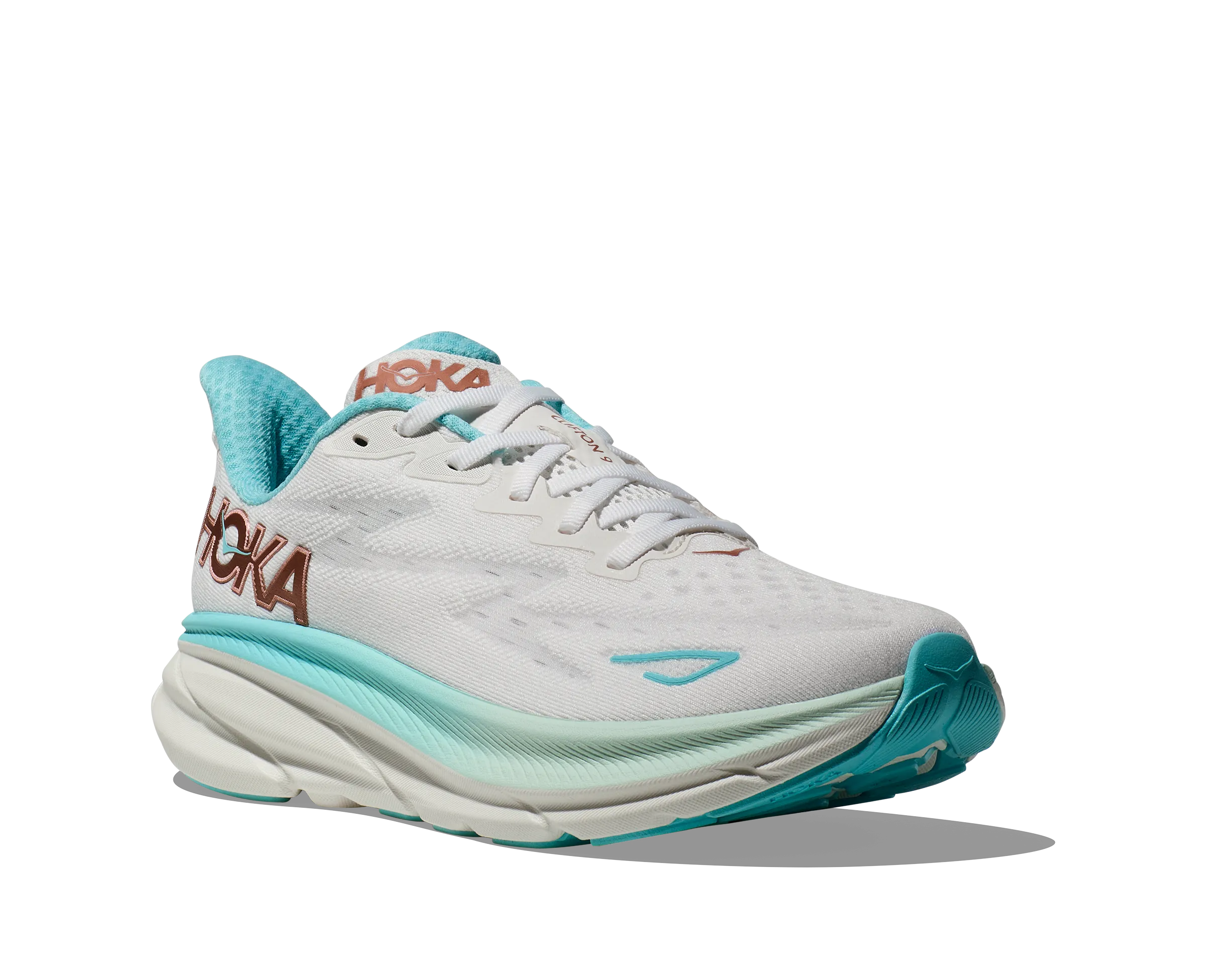 Women's Hoka Clifton 9 Color: Frost/Rose Gold (WIDE WIDTH)