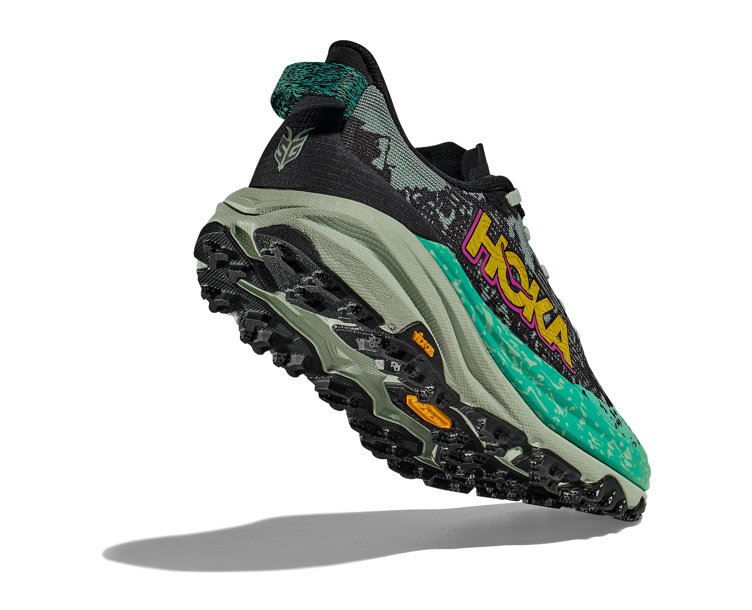 Women's Hoka Speedgoat 6 Color: Black / Aloe Vera