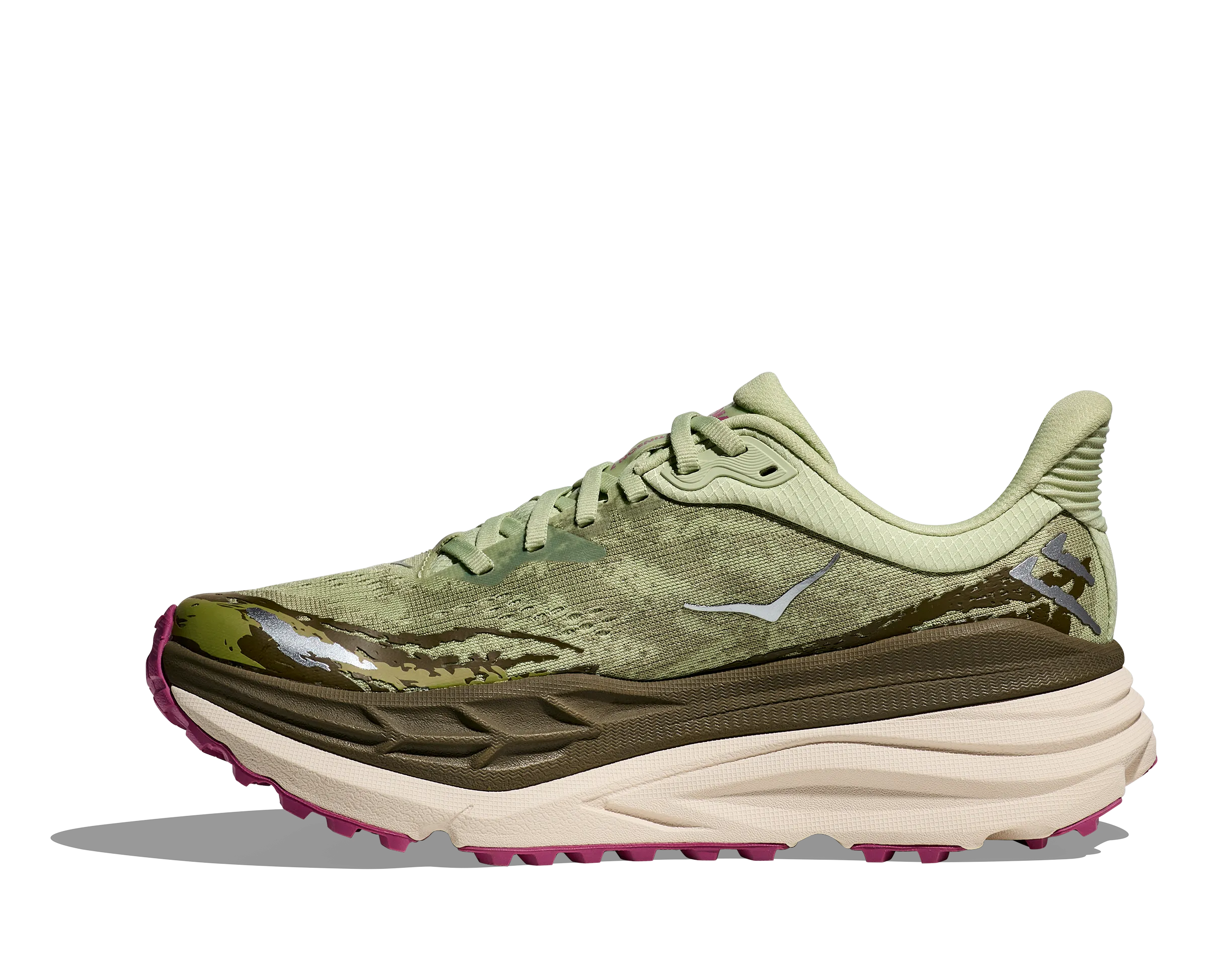 Women's Hoka Stinson 7 Color: Seed Green / Beet Root