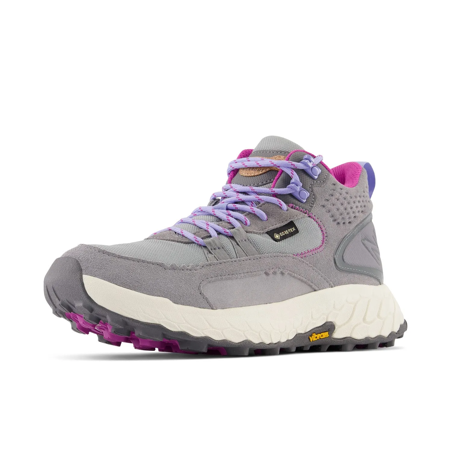 Women's New Balance Fresh Foam X Hierro Mid GTX Color: Steel with Castlerock and Magenta